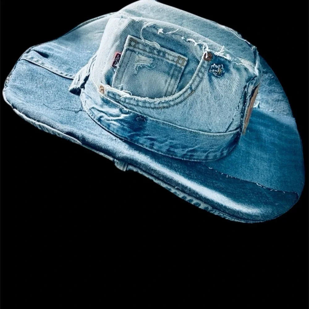 Levi's Light Blue Distressed Denim Cowboy Hat - Picture 2 of 7